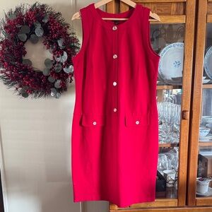Talbots Sleeveless Button-Front Shift Dress in Bright Red Size 14